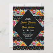 Kleurrijke bloemen fiesta bruiloft uitnodiging (Voorkant)