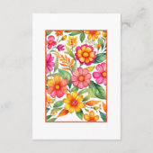 Kleurrijke bloemen Fiesta Mexicaanse bruiloft Deta Informatiekaartje (Achterkant)