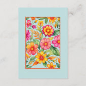 Kleurrijke bloemen Fiesta Mexicaanse bruiloft Deta Informatiekaartje (Achterkant)