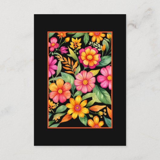 Kleurrijke bloemen Fiesta Mexicaanse bruiloft Deta Informatiekaartje (Achterkant)