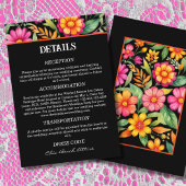 Kleurrijke bloemen Fiesta Mexicaanse bruiloft Deta Informatiekaartje