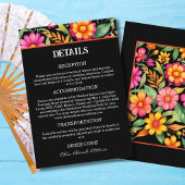 Kleurrijke bloemen Fiesta Mexicaanse bruiloft Deta Informatiekaartje