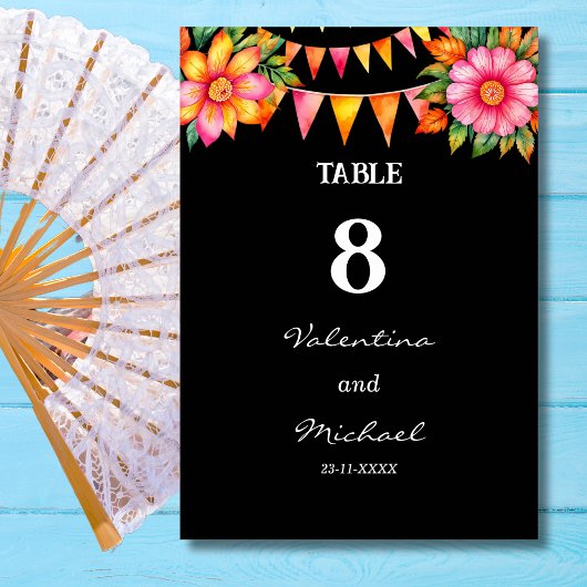 Kleurrijke bloemen Fiesta Mexicaanse bruiloft Kaart