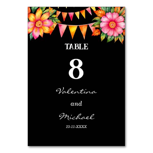Kleurrijke bloemen Fiesta Mexicaanse bruiloft Kaart (Achterkant)