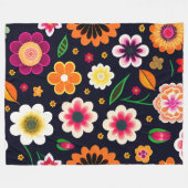 Kleurrijke Bloemen Fleece Deken (Voorkant (Horizontaal))