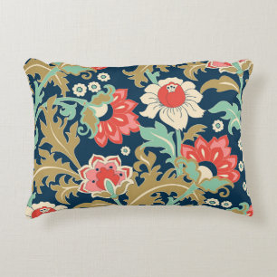 Kleurrijke Bloemen Folk: Hand getrokken Accent Kussen