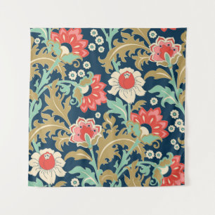 Kleurrijke Bloemen Folk: Hand getrokken Wandkleed