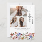 Kleurrijke Bloemen Foto Afstuderen Aankondiging (Voorkant)