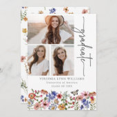 Kleurrijke Bloemen Foto Afstuderen Aankondiging (Voorkant / Achterkant)