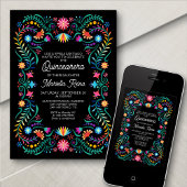 Kleurrijke Bloemen Foto Quinceanera Uitnodiging