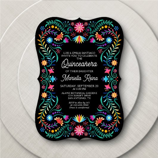 Kleurrijke Bloemen Foto Quinceanera Uitnodiging