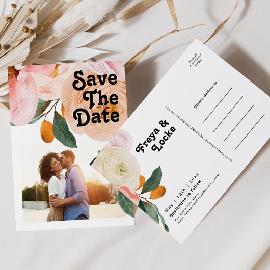Kleurrijke bloemen | Foto Save the Date Uitnodiging Briefkaart