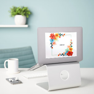 Kleurrijke Bloemen Frame, SJABLOON, VOEG TEKST TOE Sticker