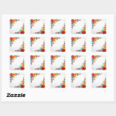 Kleurrijke Bloemen Frame Vierkante Sticker (Vel)