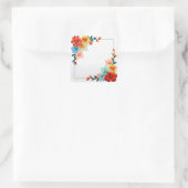 Kleurrijke Bloemen Frame Vierkante Sticker (Tas)