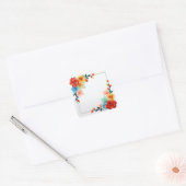 Kleurrijke Bloemen Frame Vierkante Sticker (Envelop)
