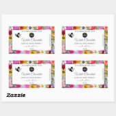 Kleurrijke bloemen frame witte productlabels logo rechthoekige sticker (Vel)