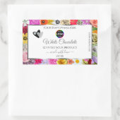 Kleurrijke bloemen frame witte productlabels logo rechthoekige sticker (Tas)