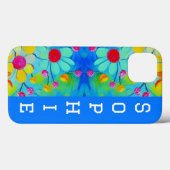 kleurrijke bloemen geel blauwe roze waterverf kuns Case-Mate iPhone case (Achterkant (horizontaal))