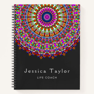 Kleurrijke Bloemen Geometrische Mandala Notitieboek