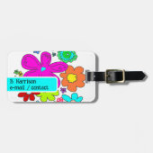 Kleurrijke Bloemen Gepersonaliseerde Bagagelabels (Voorkant horizontaal)