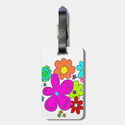 Kleurrijke Bloemen Gepersonaliseerde Bagagelabels (Achterkant verticaal)