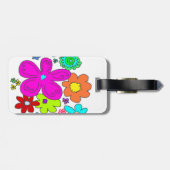 Kleurrijke Bloemen Gepersonaliseerde Bagagelabels (Achterkant horizontaal)