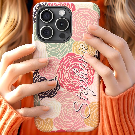 Kleurrijke Bloemen Gepersonaliseerde Naam Case-Mate iPhone Case