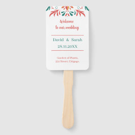 Kleurrijke Bloemen Gepersonaliseerde Trouwprogramm Handwaaier