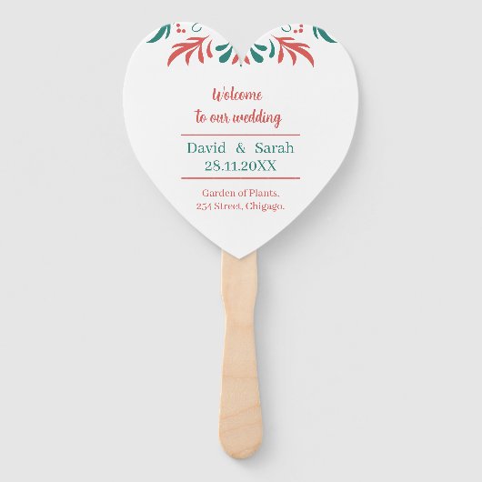 Kleurrijke Bloemen Gepersonaliseerde Trouwprogramm Handwaaier (Voorkant)