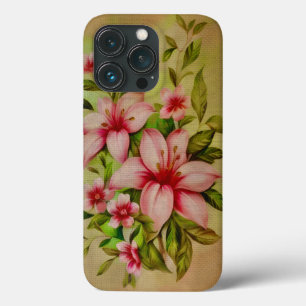 Kleurrijke bloemen geschilderd met acryl achtergro Case-Mate iPhone case
