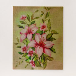 Kleurrijke bloemen geschilderd met acryl achtergro legpuzzel