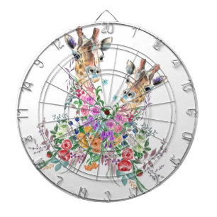 Kleurrijke Bloemen Giraffe Dart Board Dartbord