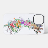 Kleurrijke Bloemen Giraffe iPhone Hoes Hoesje (Achterkant horizontaal)