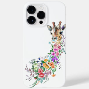 Kleurrijke Bloemen Giraffe Schilderij Lente Case-Mate iPhone 14 Pro Max Hoesje