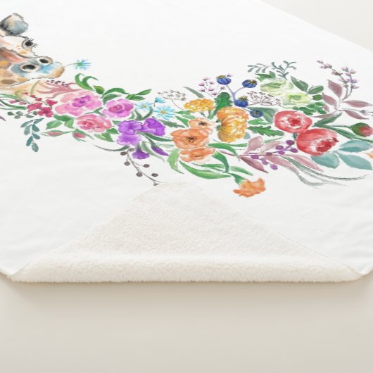 Kleurrijke Bloemen Giraffe Sherpa Deken (3/4)