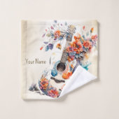 Kleurrijke bloemen gitaar muziek instrument elegan bad handdoek (Wasdoekje)