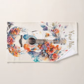 Kleurrijke bloemen gitaar muziek instrument elegan bad handdoek (Handdoek)