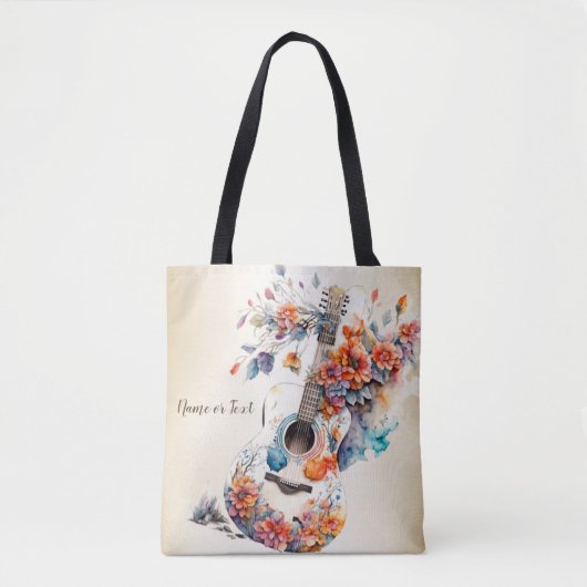 Kleurrijke bloemen gitaar muziek instrument elegan tote bag (Voorkant)