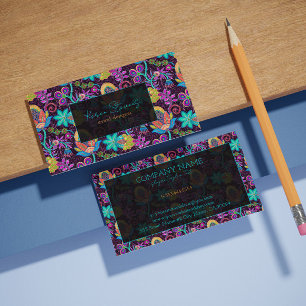 Kleurrijke Bloemen Glas Beeds Patroon Textuur Visitekaartje