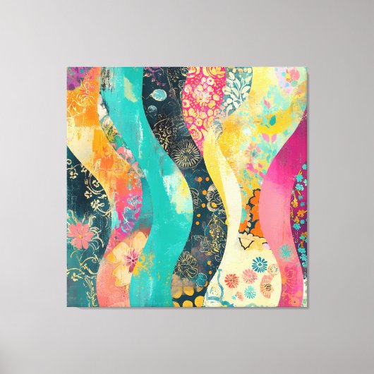 Kleurrijke Bloemen Golf Canvas Afdruk (Voorkant)