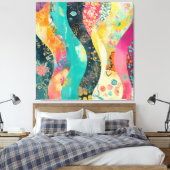 Kleurrijke Bloemen Golf Canvas Afdruk (Insitu (Slaapkamer))