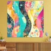Kleurrijke Bloemen Golf Canvas Afdruk (Insitu (Woonkamer))