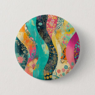Kleurrijke Bloemen Golf Ronde Button 5,7 Cm