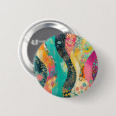 Kleurrijke Bloemen Golf Ronde Button 5,7 Cm (Voorkant /achterkant)