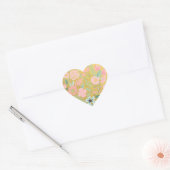 Kleurrijke Bloemen Gouden Folie Hart Sticker (Envelop)