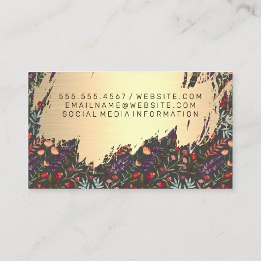 Kleurrijke bloemen | goudmetallisch visitekaartje (Achterkant)