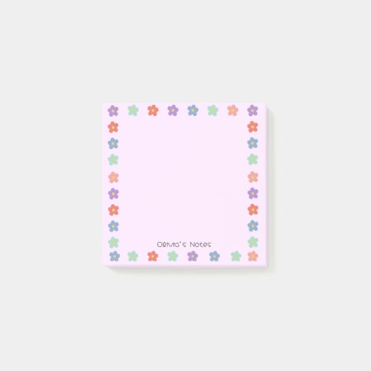 Kleurrijke Bloemen gradiënt Gepersonaliseerde naam Post-it® Notes (Voorkant)