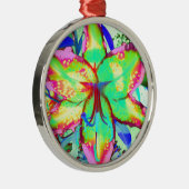 Kleurrijke bloemen groen roze lelie tropische bloe metalen ornament (Rechts)