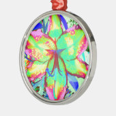 Kleurrijke bloemen groen roze lelie tropische bloe metalen ornament (Links)